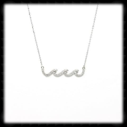 #A44- Sparkling Wave Necklace- Silver