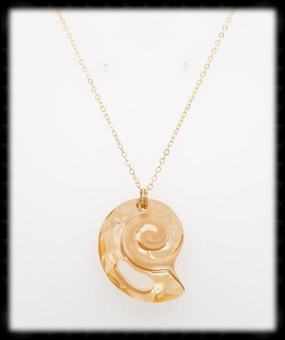 #CRN03- Crystal Nautilus Necklace- Golden Shadow