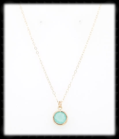 #MCH22GN- Petite Framed Glass Necklace- Mint Gold