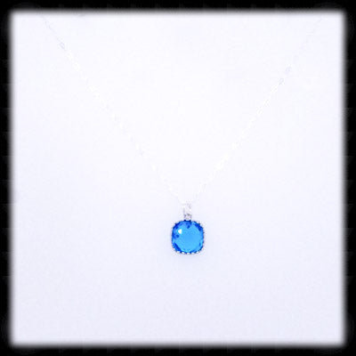 #AAAFTR971N-Petite Filigree Square Framed Drop Necklace-Capri Silver