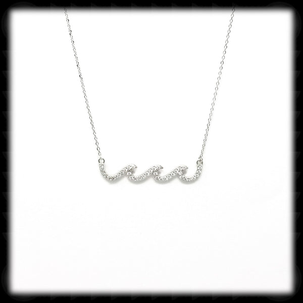 #A44- Sparkling Wave Necklace- Silver