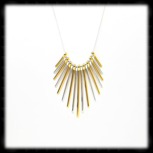 #MM81N-Fan Necklace- Silver and Gold