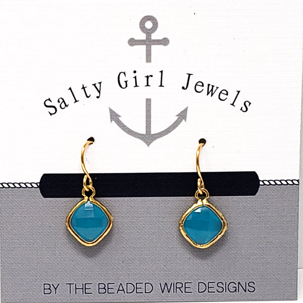 #SGFTD36G- Framed Glass Square Drop- Ocean Gold