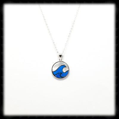 #A40- Double Wave Necklace- Blue Opal Silver
