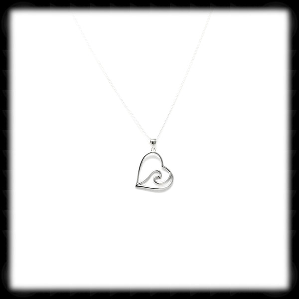 #A41N- Heart Wave Necklace- Silver