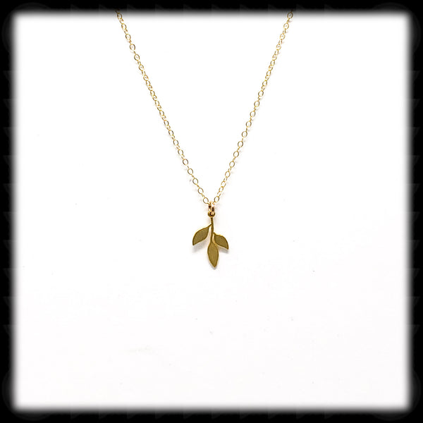 #MM15N- Leaf Drop Necklace- Gold