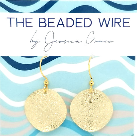 #MM111- Textured Coin Earrings-Gold