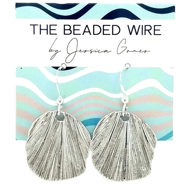 #MMS1- Textured Shell Earrings- Silver