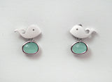 #SD77- Whale Drop Stud- Mint Silver
