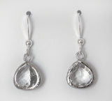 #AAFTP43- Petite Framed Teardrop Earrings- Clear Silver