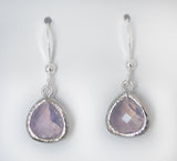 #AAFTP491- Petite Framed Teardrop Earrings- Violet Opal Silver