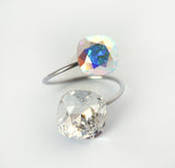 #R99311- Sparkling 2 Tone Ring- Clear Ab