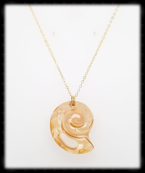 #CRN03- Crystal Shell Necklace- Golden Shadow