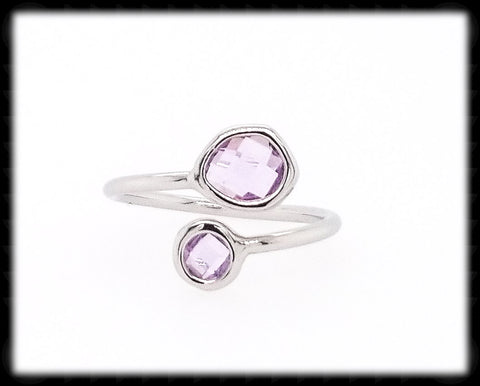 #RFT13- Framed Glass Adjustable Ring- Lavender Silver