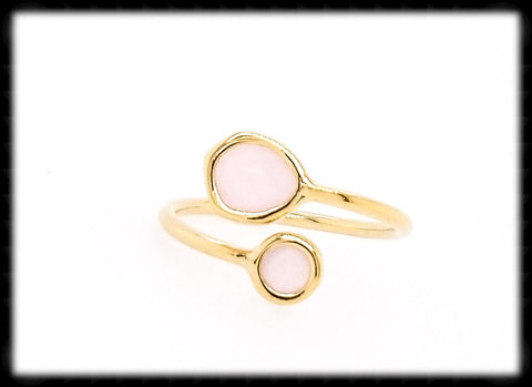 #RFT12G- Framed Glass Adjustable Ring- Ice Pink Gold