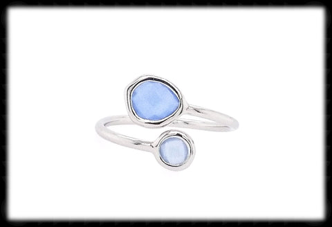 #RFT19- Framed Glass Adjustable Ring- Royal Opal Silver