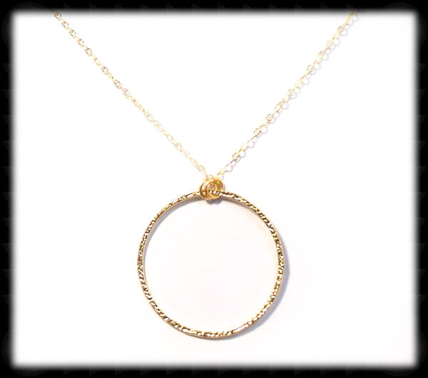 #MM38N-Textured Ring Necklace- Gold