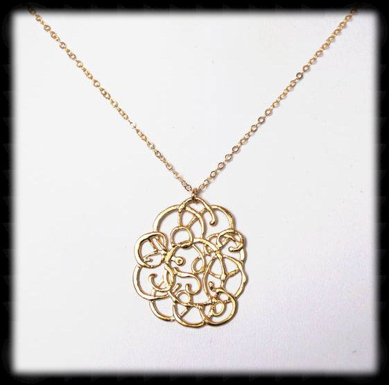 #MM30N-Ornate Flower Necklace- Gold