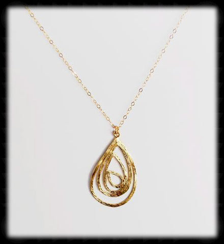 #MM13N- Abstract Teardrop Necklace- Gold