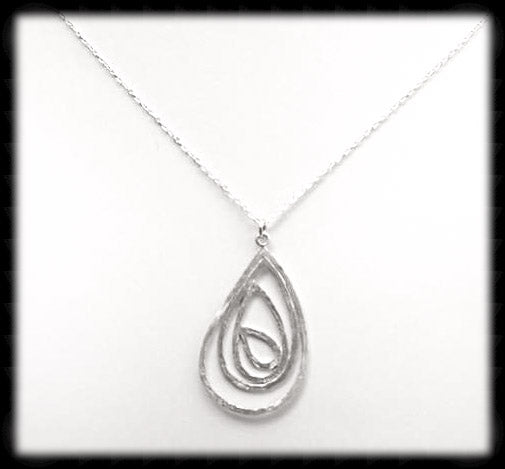 #MM511N- Abstract Teardrop Necklace- Silver