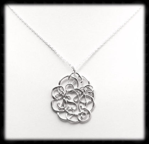 #MM66N- Ornate Flower Necklace- Silver