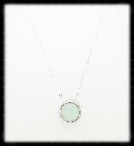 #MCN12- Framed Glass Necklace- Alice Opal Silver