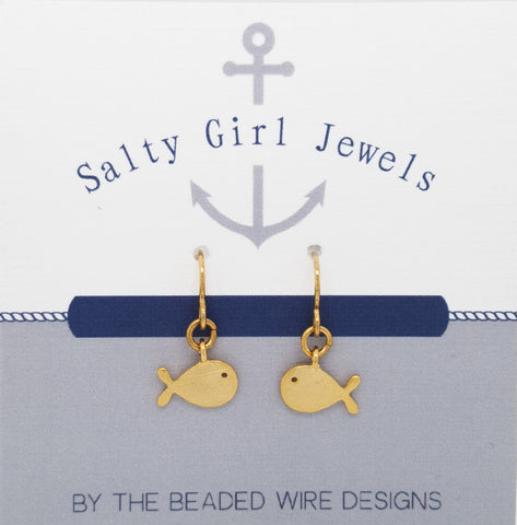 #SG3G-Petite Whale Drop Earrings- Matte Gold