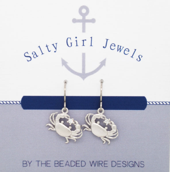 #SG311-Petite Cz Crab Drop Earrings- Silver