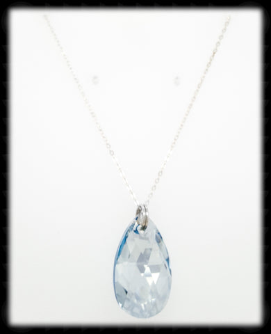 #CR223N-Princess Crystal Chain Necklace-Blue Shade
