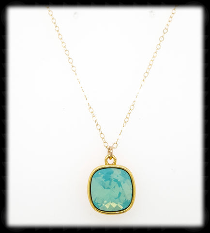 #CD13NG- Cushion Cut Necklace- Pacific Opal Gold