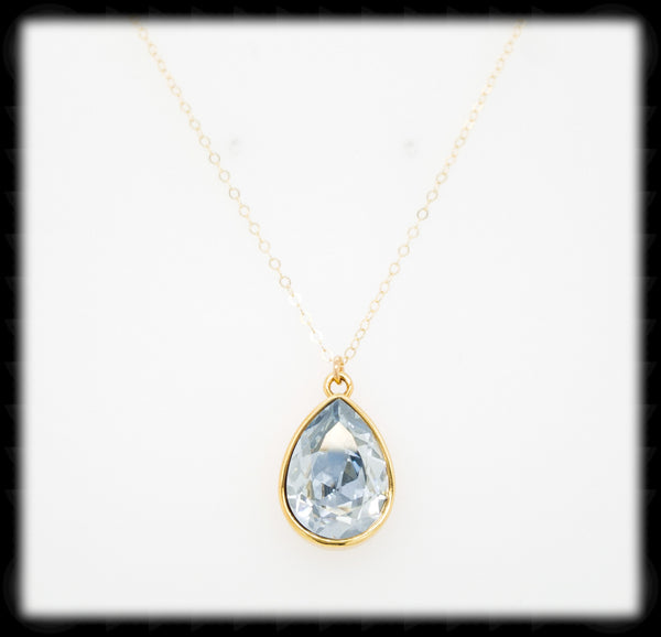 #BCDT1641GN- Cushion Teardrop Necklace- Blue Shade Gold