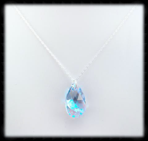 #CR222N-Princess Crystal Chain Necklace-Light Sapphire Ab