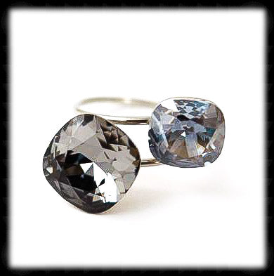 #R992- Sparkling 2 Tone Ring- Silver Night Blue Shade