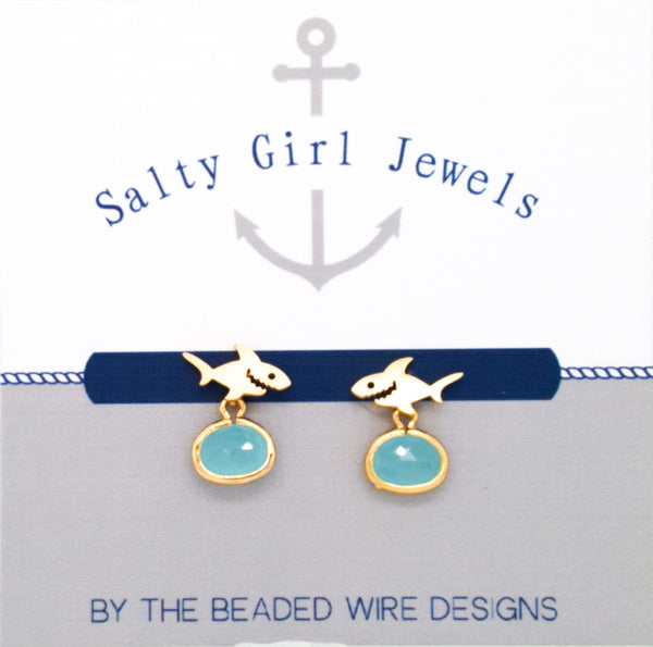#SD9- Shark Drop Stud- Ocean Gold