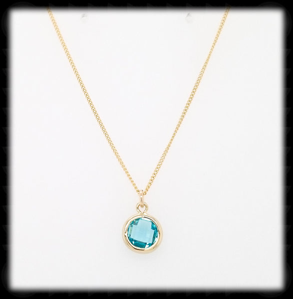#MCH21GN- Petite Framed Glass Necklace- Aqua Gold