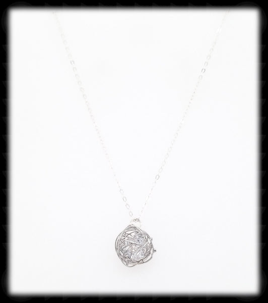 #MM9984N- Crystal Nest Necklace- Silver