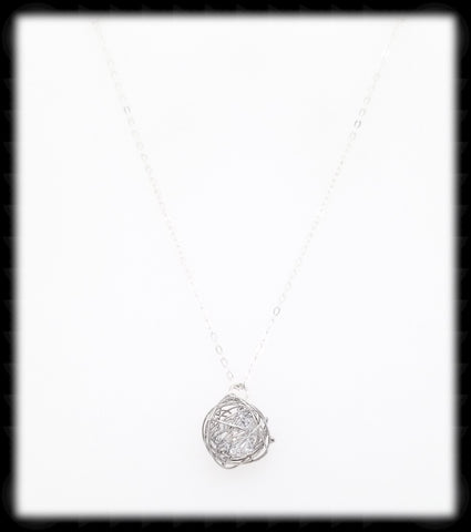 #MM9984N- Crystal Nest Necklace- Silver