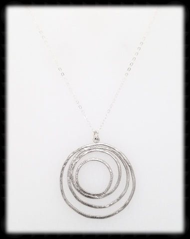 #MM9981N- Abstract Round Necklace- Silver