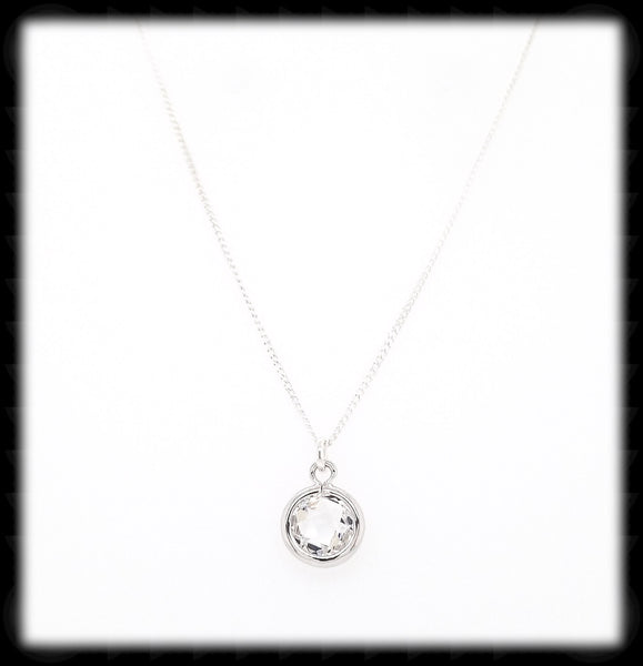 #MCH2N- Petite Framed Glass Necklace- Clear Silver