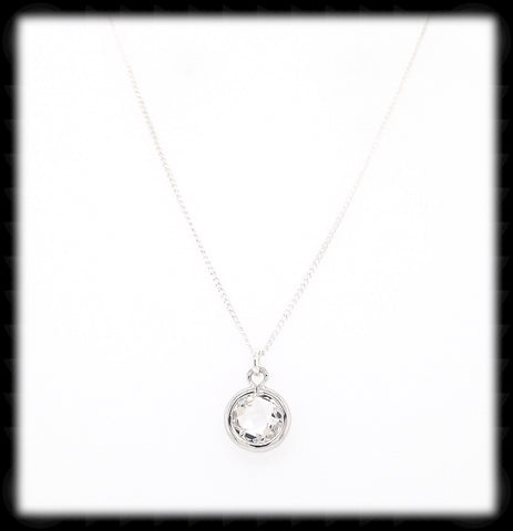 #MCH2N- Petite Framed Glass Necklace- Clear Silver