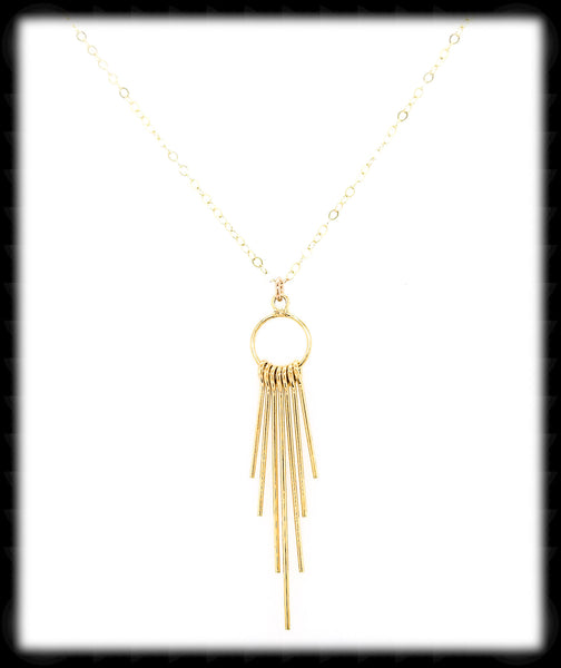 #MM497N- Fringe Drop Necklace- Gold