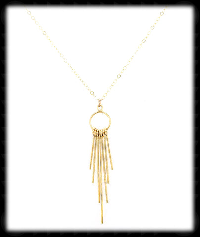 #MM497N- Fringe Drop Necklace- Gold