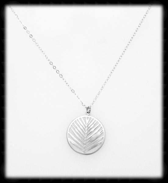 #MM9992N- Leaf Hoop Necklace- Silver