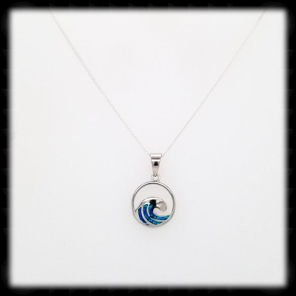 #A06N- Opal Wave Necklace- Blue