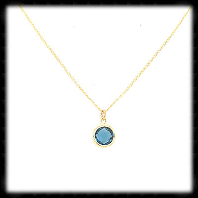 #MCH25NG- Petite Framed Glass Necklace- Navy Gold