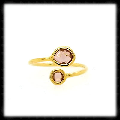 #RFT25G- Framed Glass Adjustable Ring- Plum Gold