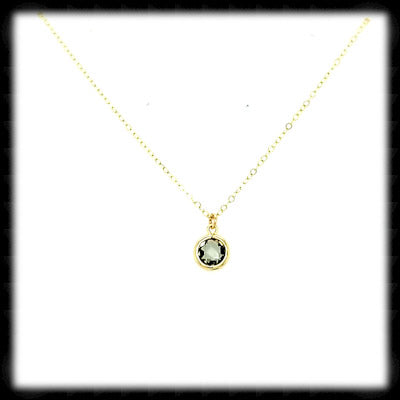 #MCH26NG- Petite Framed Glass Necklace- Charcoal Gold