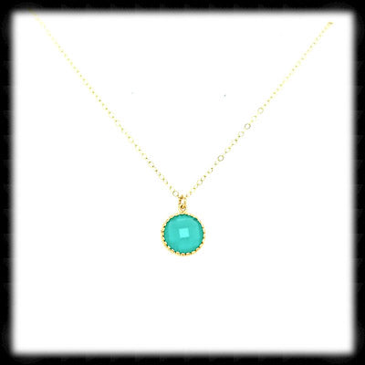#AAAFTR7BN-Round Filigree Framed Drop Necklace-Mint Gold