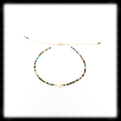 #BSTR24- Petite Adjustable String Bracelet- Pearl Mixed