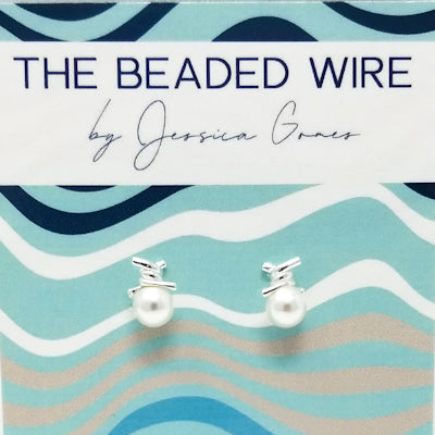 #PE4- Twist Pearl Studs- Silver